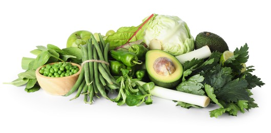Photo of Superfood. Healthy food products isolated on white