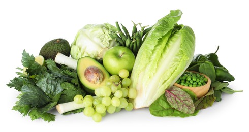 Photo of Superfood. Healthy food products isolated on white