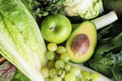 Photo of Superfood. Healthy food products as background, top view