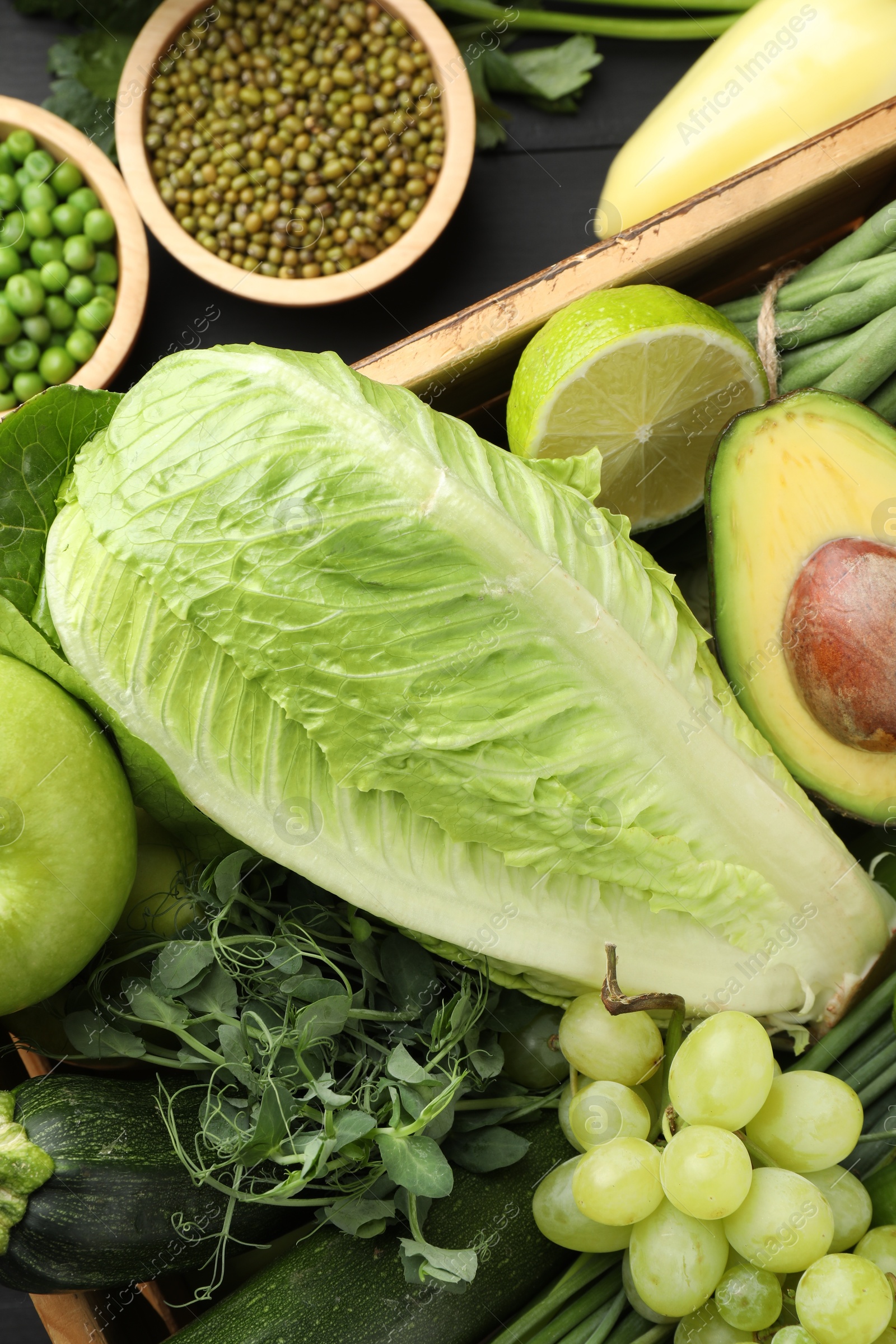 Superfood. Healthy food products on table, flat lay Photo of Superfood. Healthy food products on table, flat lay