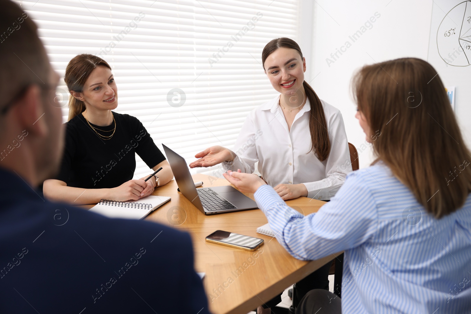 Business coach giving presentation to group of people in office Photo of Business coach giving presentation to group of people in office