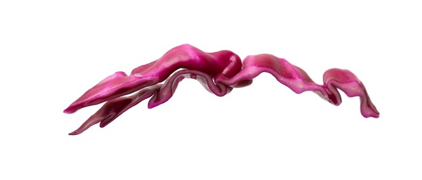 Photo of One slice of fresh red cabbage isolated on white
