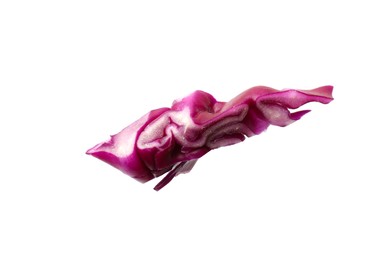 Photo of One slice of fresh red cabbage isolated on white
