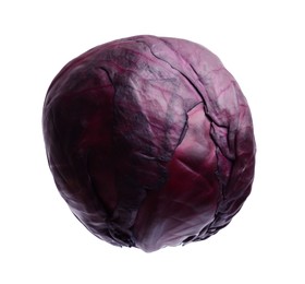 Photo of One head of fresh red cabbage isolated on white