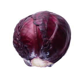 Photo of One head of fresh red cabbage isolated on white