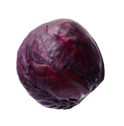 Photo of One head of fresh red cabbage isolated on white