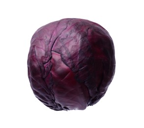 Photo of One head of fresh red cabbage isolated on white