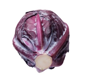 Photo of One head of fresh red cabbage isolated on white