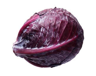 Photo of One head of fresh red cabbage isolated on white