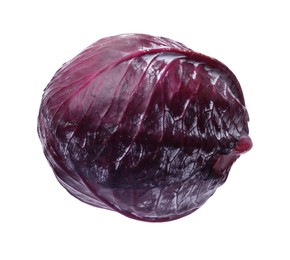 Photo of One head of fresh red cabbage isolated on white