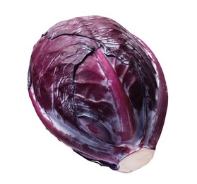 Photo of One head of fresh red cabbage isolated on white