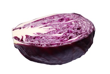 Photo of Half of fresh red cabbage isolated on white