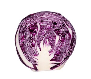 Photo of Half of fresh red cabbage isolated on white
