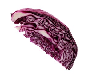 Photo of One piece of fresh red cabbage isolated on white