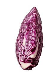 Photo of One piece of fresh red cabbage isolated on white