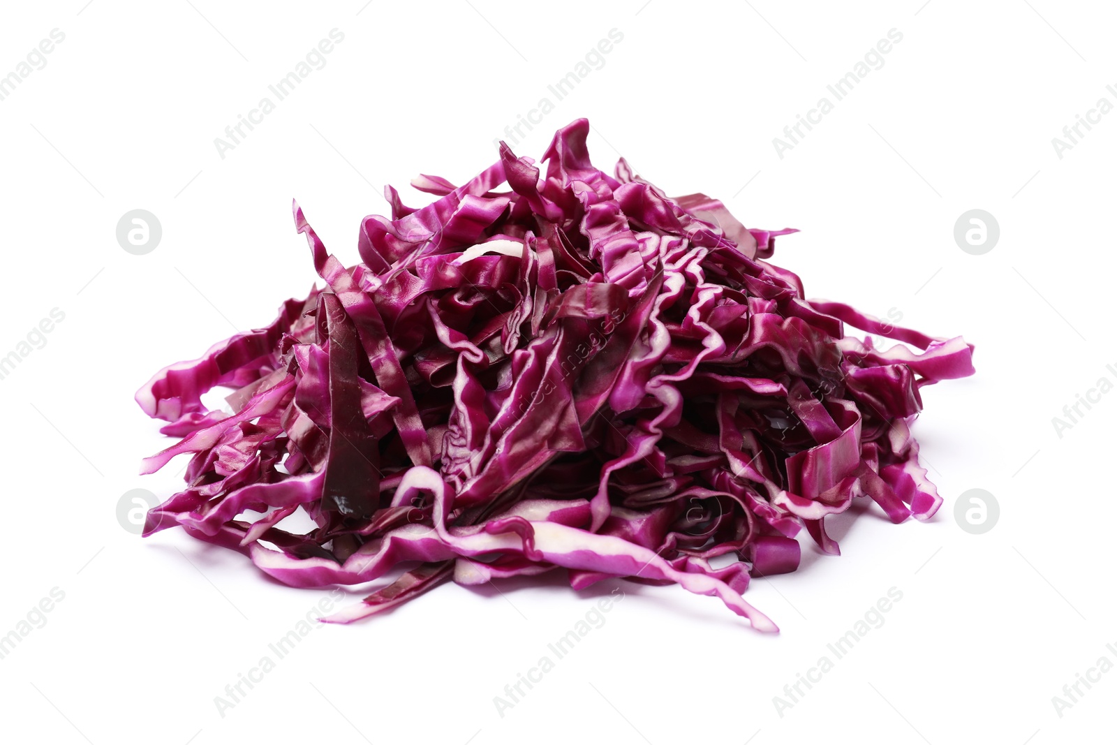 Pile of shredded red cabbage isolated on white Photo of Pile of shredded red cabbage isolated on white