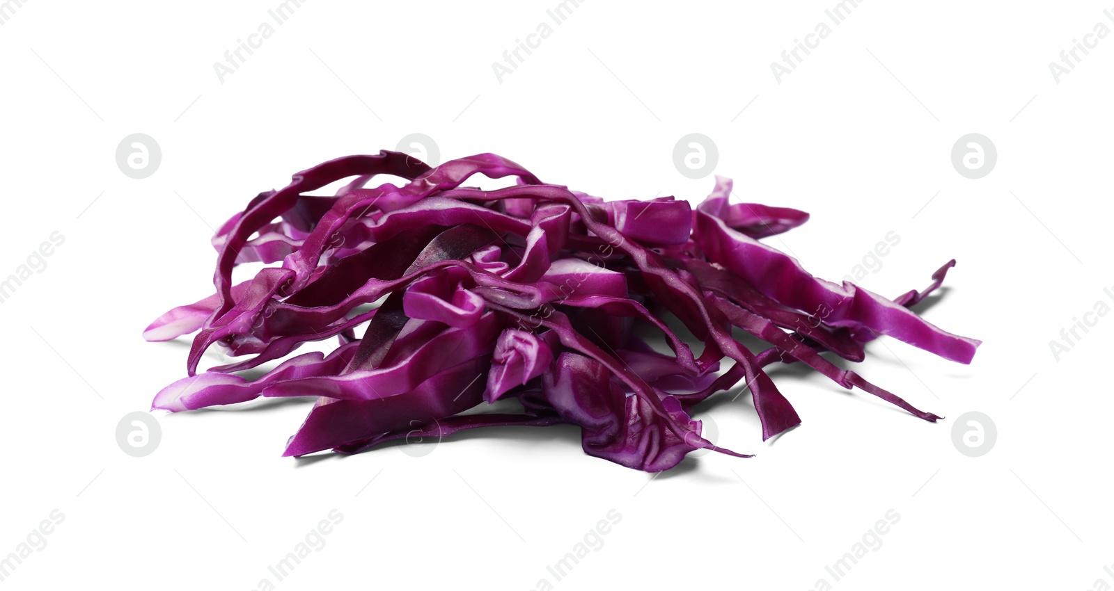 Pile of shredded red cabbage isolated on white Photo of Pile of shredded red cabbage isolated on white