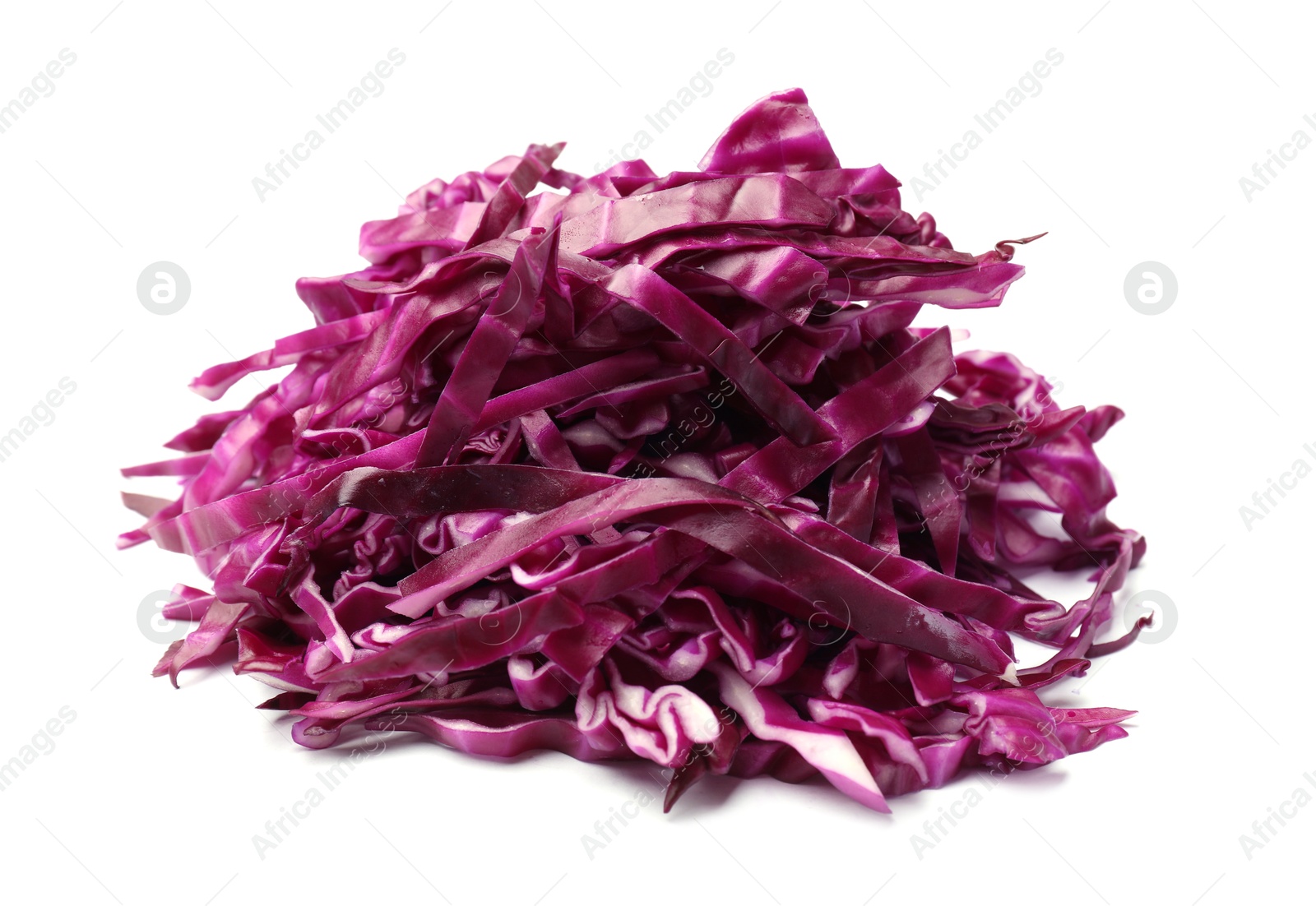 Pile of shredded red cabbage isolated on white Photo of Pile of shredded red cabbage isolated on white