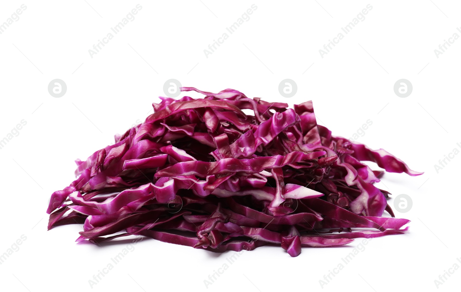 Pile of shredded red cabbage isolated on white Photo of Pile of shredded red cabbage isolated on white