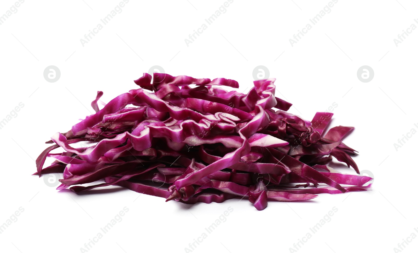 Pile of shredded red cabbage isolated on white Photo of Pile of shredded red cabbage isolated on white