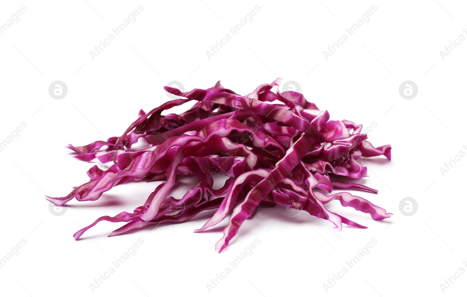 Pile of shredded red cabbage isolated on white Photo of Pile of shredded red cabbage isolated on white