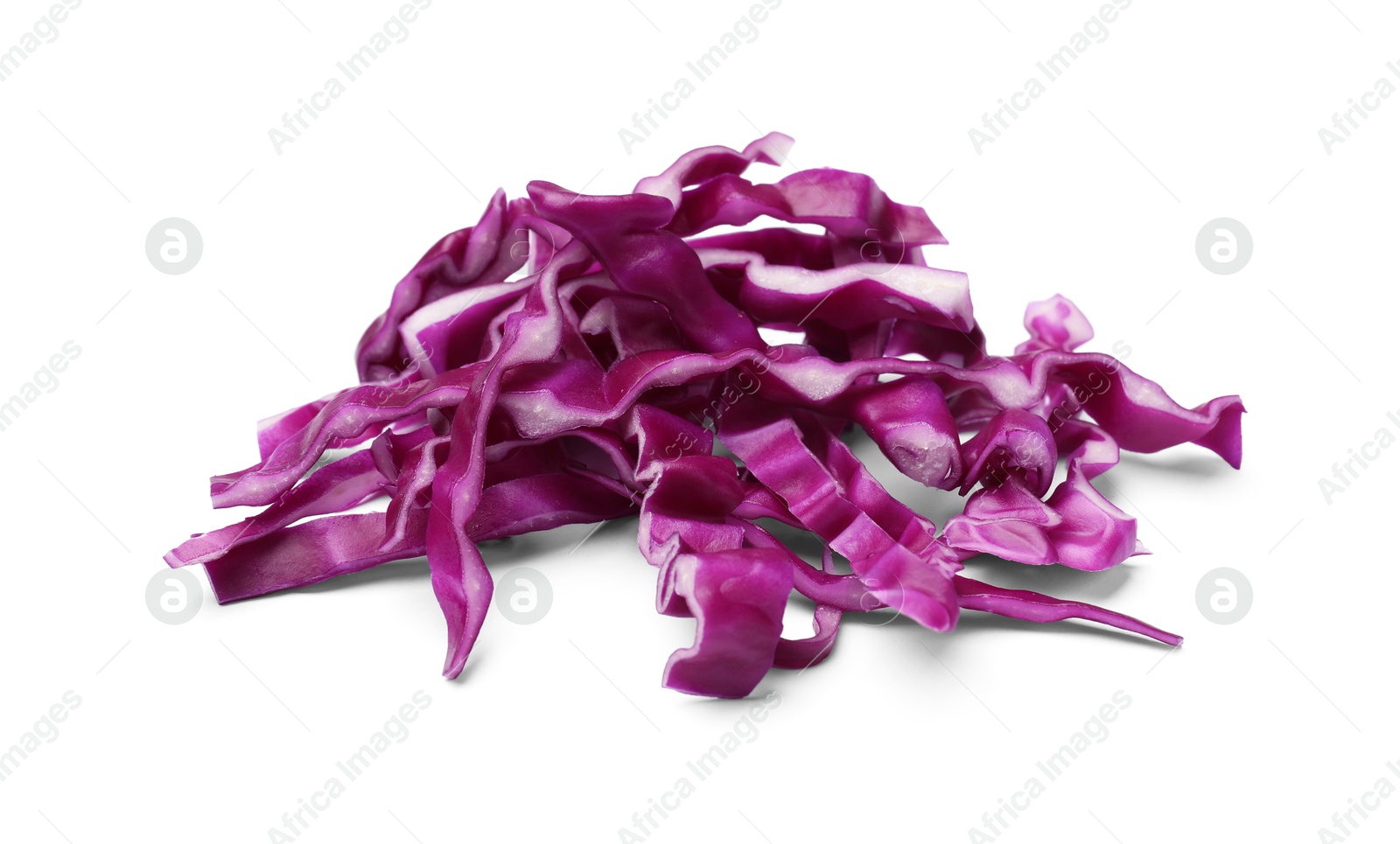 Pile of shredded red cabbage isolated on white Photo of Pile of shredded red cabbage isolated on white
