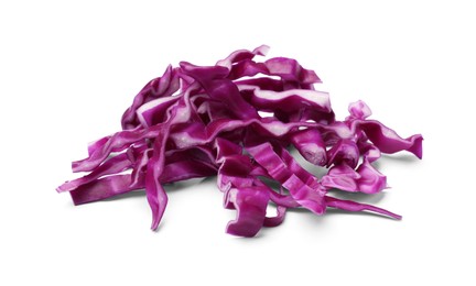 Photo of Pile of shredded red cabbage isolated on white