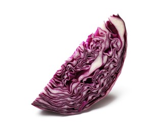 Photo of One piece of fresh red cabbage isolated on white