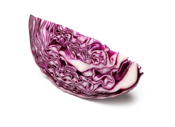 Photo of One piece of fresh red cabbage isolated on white