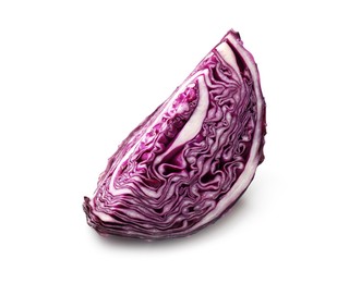 Photo of One piece of fresh red cabbage isolated on white