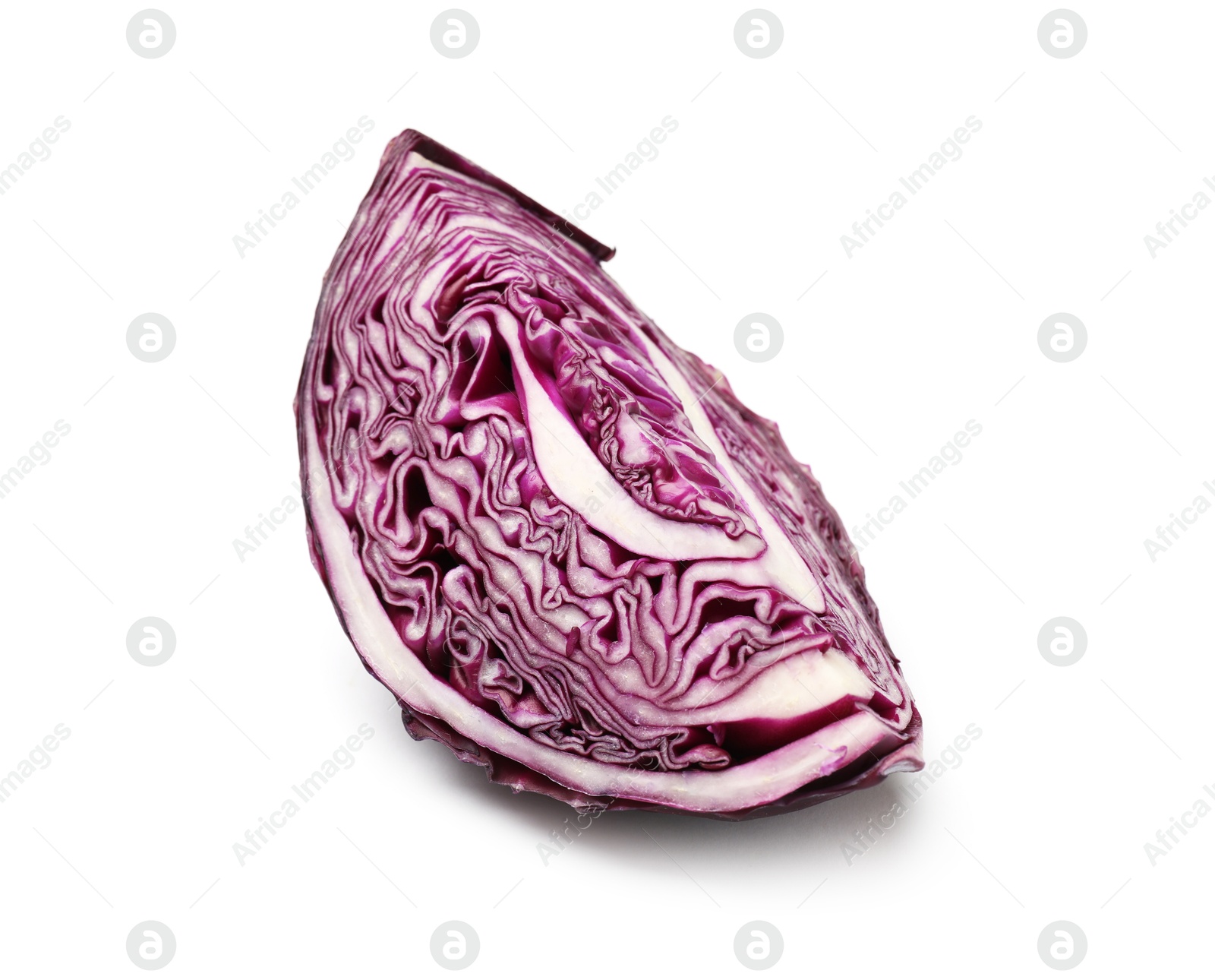 One piece of fresh red cabbage isolated on white Photo of One piece of fresh red cabbage isolated on white