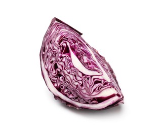 Photo of One piece of fresh red cabbage isolated on white