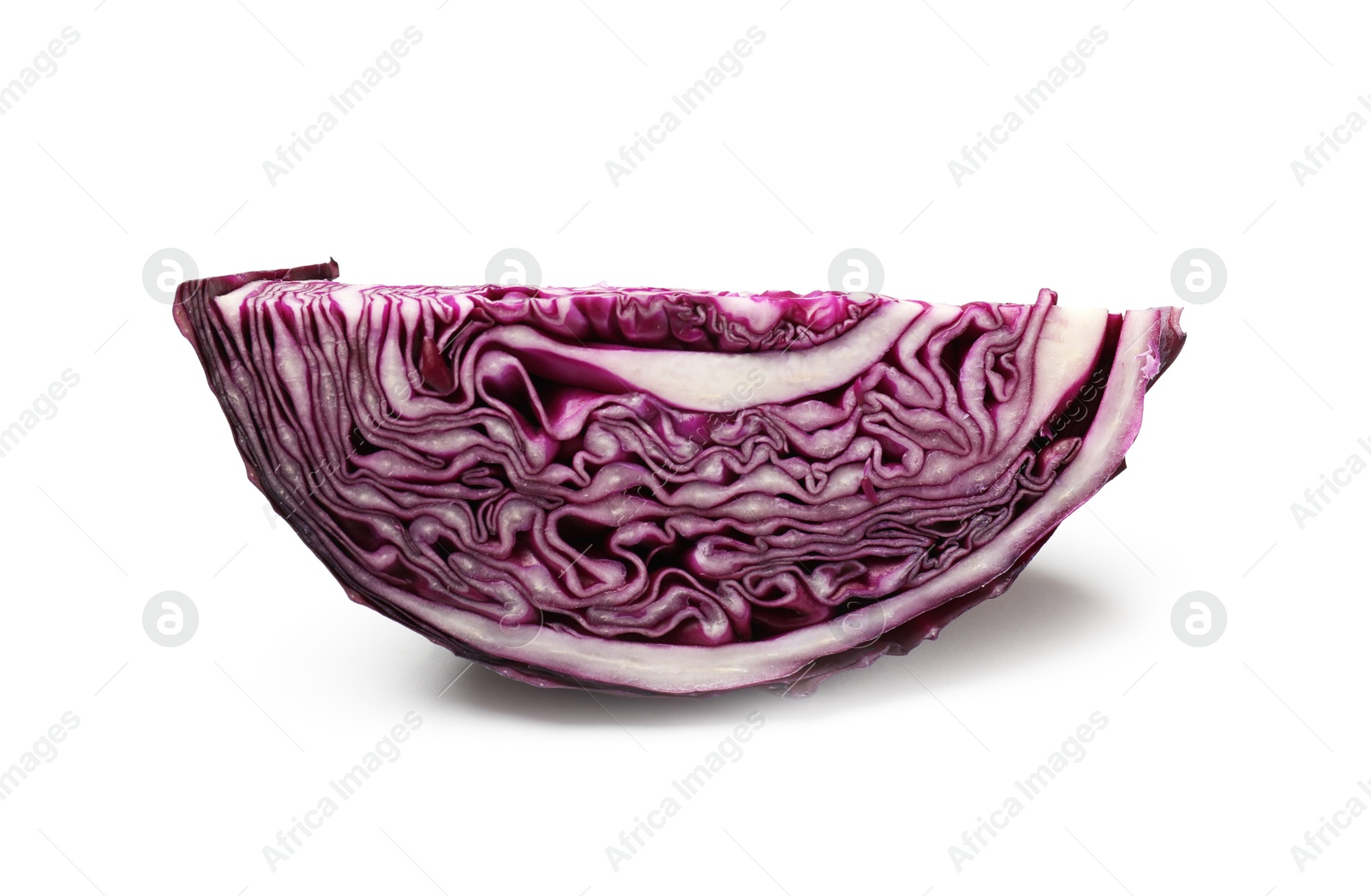 One piece of fresh red cabbage isolated on white Photo of One piece of fresh red cabbage isolated on white