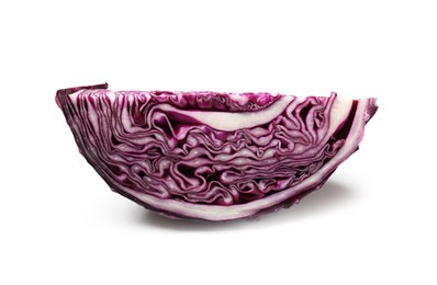 Photo of One piece of fresh red cabbage isolated on white
