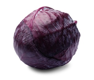 Photo of One head of fresh red cabbage isolated on white