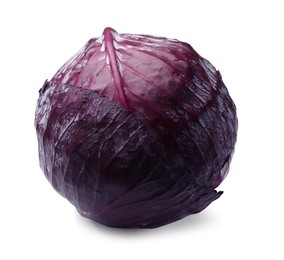 Photo of One head of fresh red cabbage isolated on white