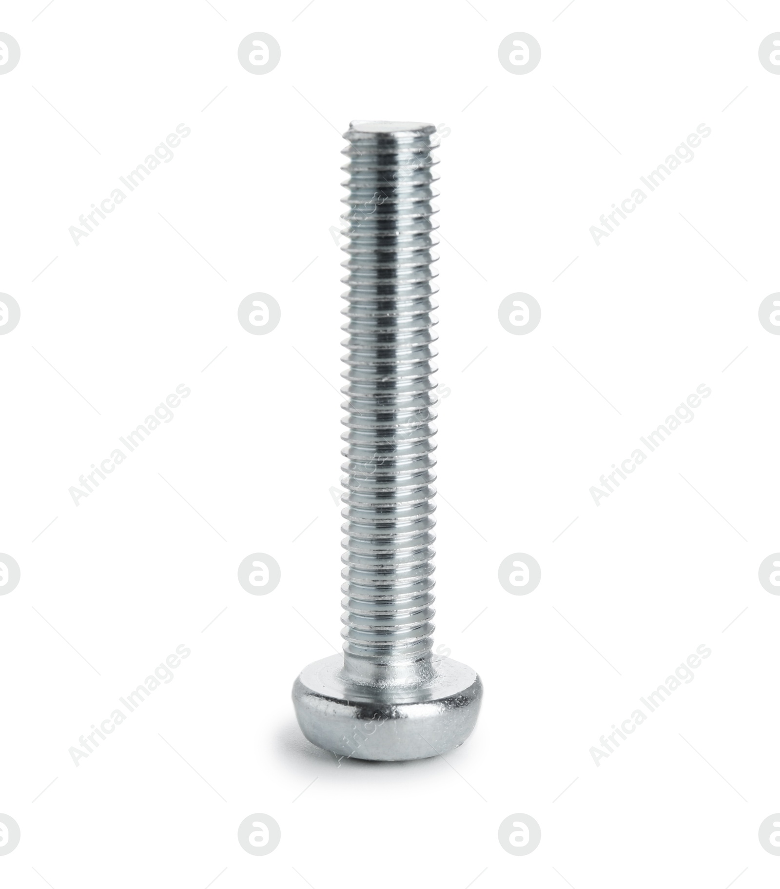 One metal bolt isolated on white. Hardware tool Photo of One metal bolt isolated on white. Hardware tool