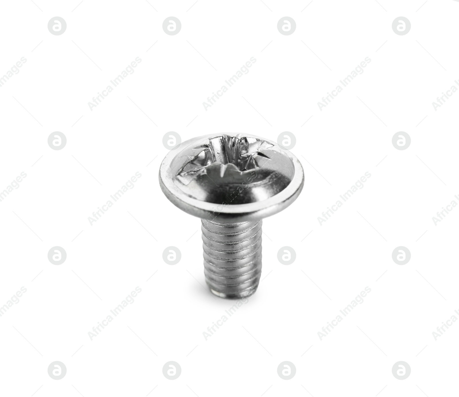 One metal bolt isolated on white. Hardware tool Photo of One metal bolt isolated on white. Hardware tool