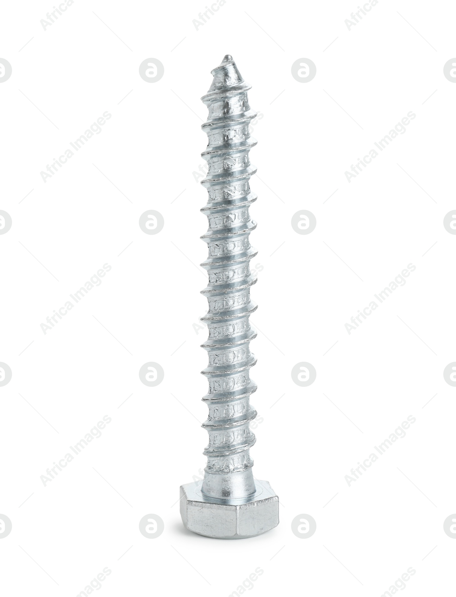 One metal bolt isolated on white. Hardware tool Photo of One metal bolt isolated on white. Hardware tool