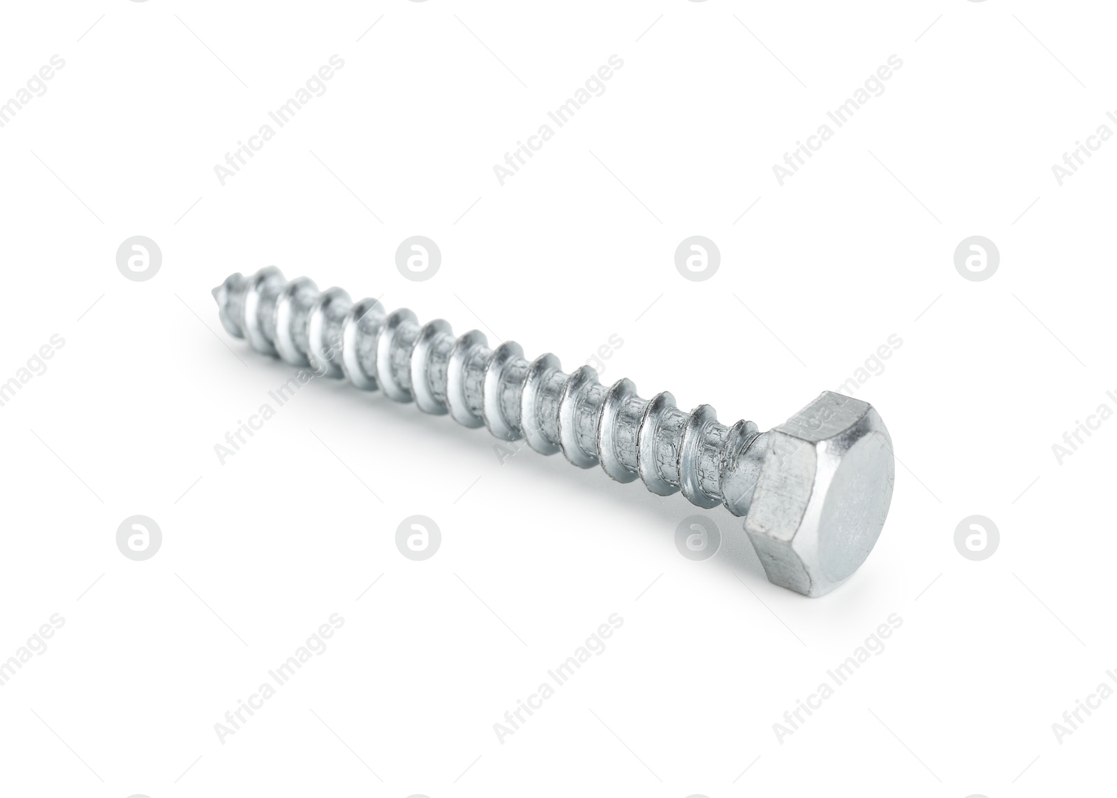 One metal bolt isolated on white. Hardware tool Photo of One metal bolt isolated on white. Hardware tool