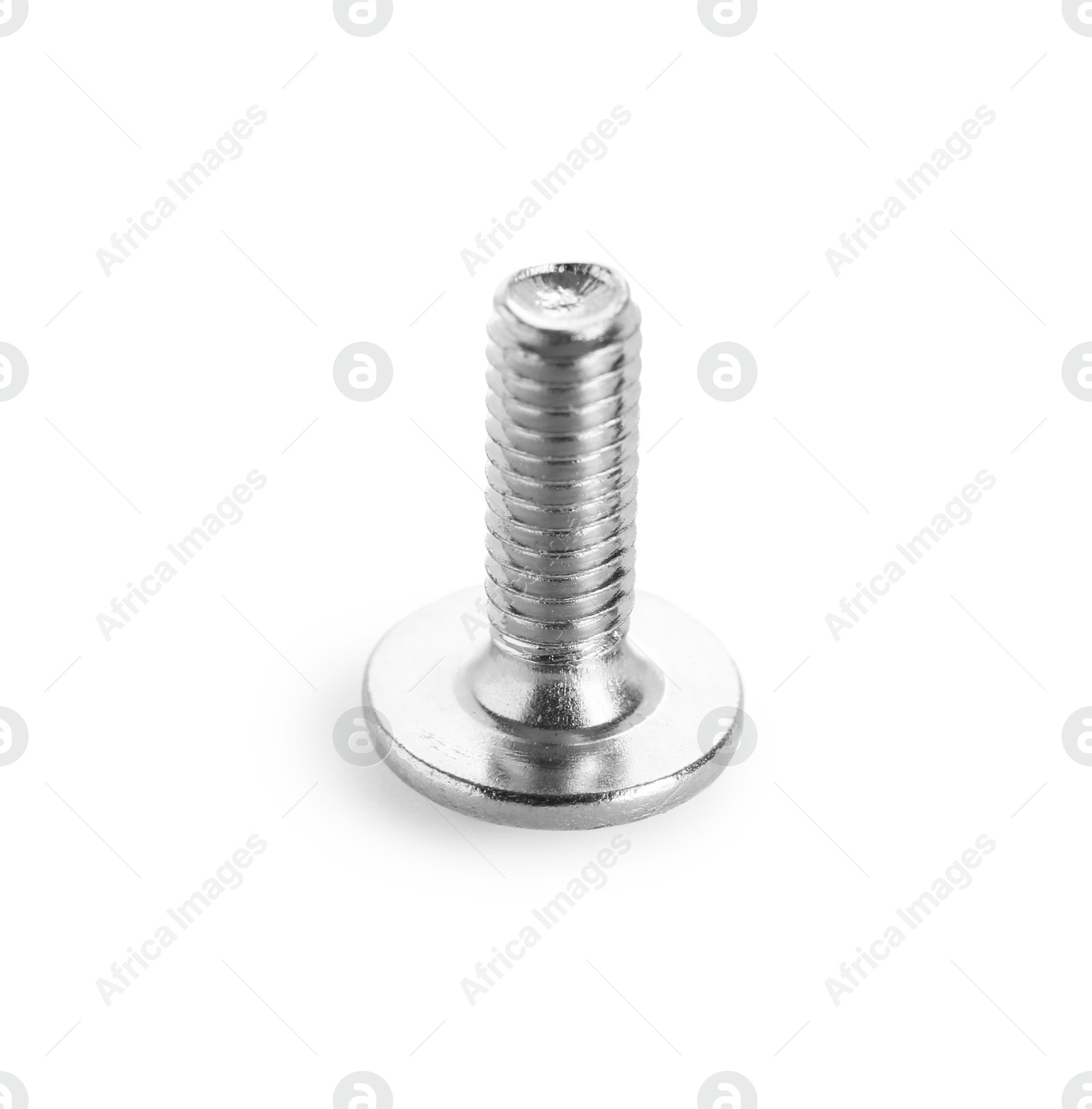 One metal bolt isolated on white. Hardware tool Photo of One metal bolt isolated on white. Hardware tool