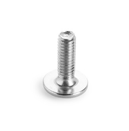 Photo of One metal bolt isolated on white. Hardware tool