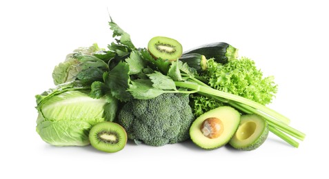 Photo of Superfood. Healthy food products isolated on white