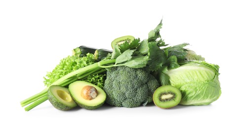 Photo of Superfood. Healthy food products isolated on white
