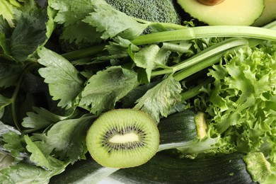 Photo of Superfood. Healthy food products as background, top view
