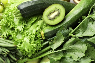 Photo of Superfood. Healthy food products as background, top view