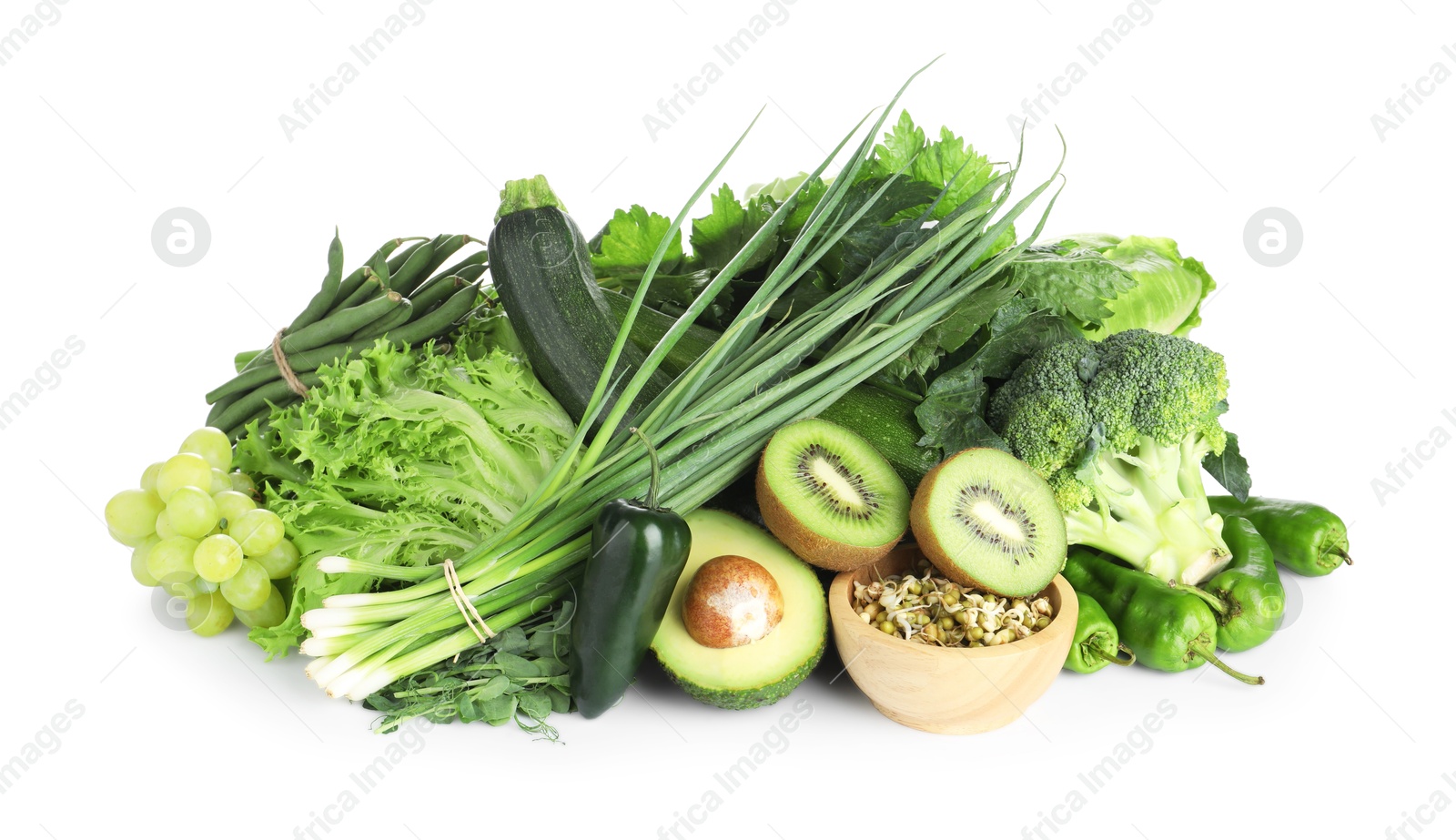 Superfood. Healthy food products isolated on white Photo of Superfood. Healthy food products isolated on white