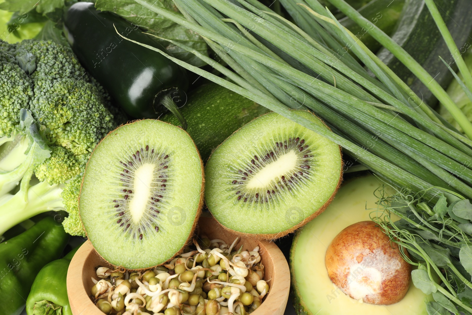 Superfood. Healthy food products as background, top view Photo of Superfood. Healthy food products as background, top view