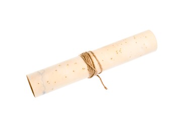 Photo of Old rolled paper scroll isolated on white