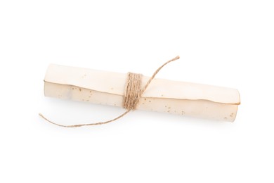 Photo of Old rolled paper scroll isolated on white